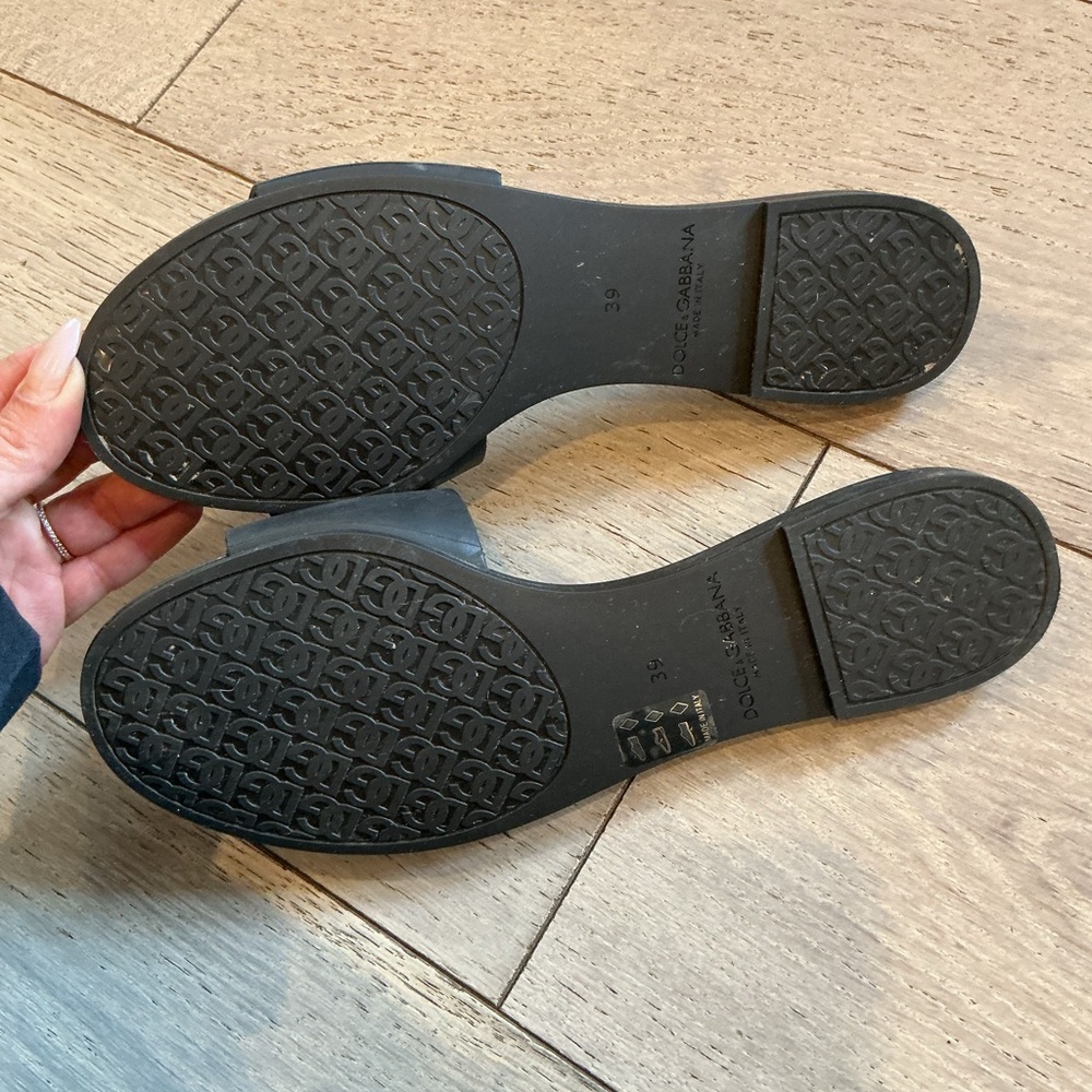 Dolce & Gabbana Matte Black Logo Cutout Slide Sandal - Picture 4 of 4